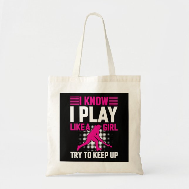 Tote Bag Jouer au hockey comme une fille (Devant)