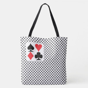 Tote Bag Jouer des symboles de carte Motif plus les coeurs 