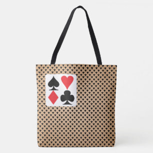 Tote Bag Jouer Symboles de carte Motif Kraft coeurs noirs
