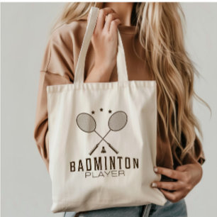 Tote Bag Joueur de badminton avec raquettes minimaliste