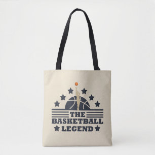 Tote Bag joueur de basketball légende ballon bleu et orange