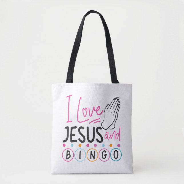 Tote Bag Joueur de Bingo Jésus Foi Chrétien J'aime Jésus Un (Devant)