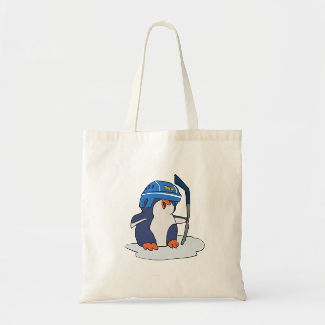 Tote Bag Joueur de hockey Penguin | choisir la couleur arri (Devant)