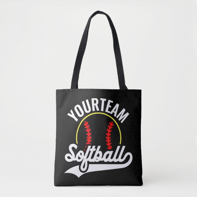 Tote Bag Joueur de l'équipe de softball AJOUTER UN NOM Ligu (Devant)