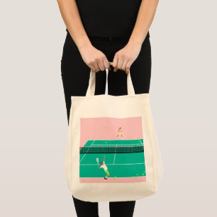 Tote Bag Joueur de Match Art Moderne Pink Green