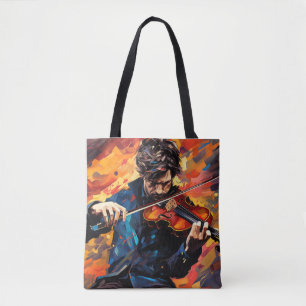 Tote Bag Joueur de violon Peinture Art Décor Abstrait