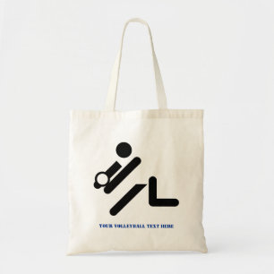 Tote Bag Joueur de volley-ball noir, blanc, bleu icon custo