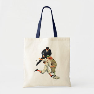 Tote Bag Joueurs de baseball vintage en sécurité au marbre