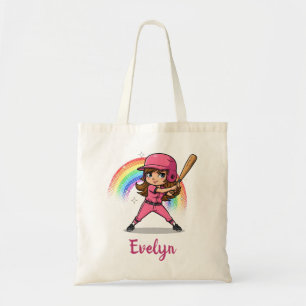 Tote Bag Joueuse de baseball fille dessin animé mignonne en