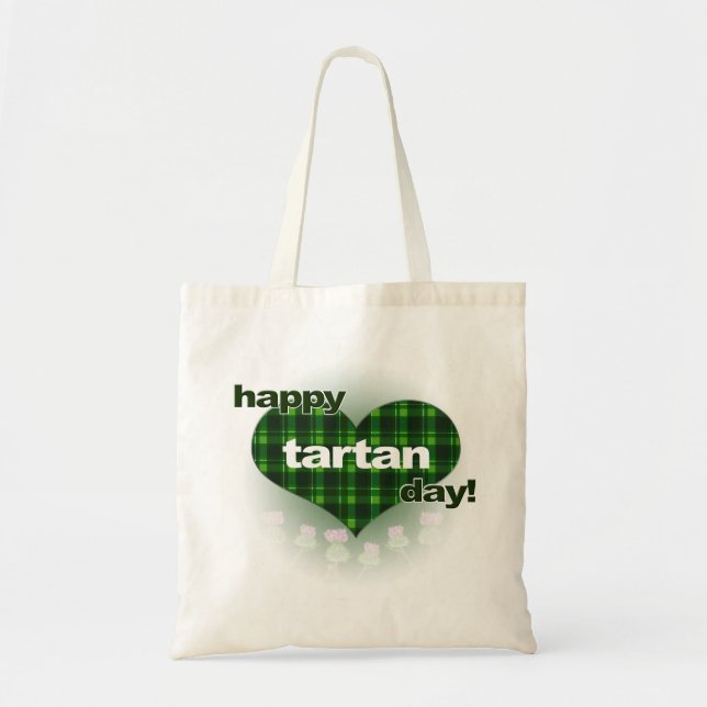 Tote Bag Jour "coeur et chardons " de tartan (Devant)