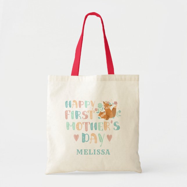 Tote Bag Jour de la mignonne première mère Boho Chic Custom (Devant)