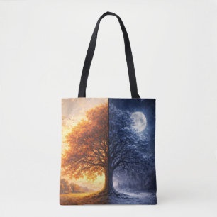 Tote Bag Jour de l'arbre de chêne mystique Nuit d'automne H