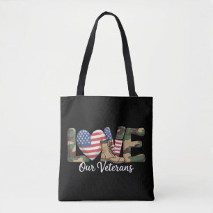 Tote Bag Jour de nos vétérans Fière bannière américaine mil