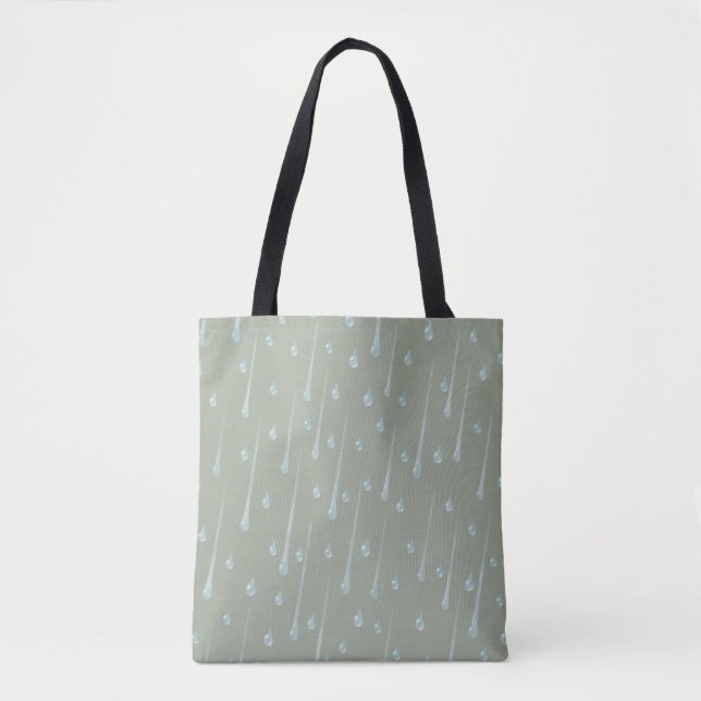 Tote Bag Jour de pluie mignon Personnalisable Olive Green (Devant)