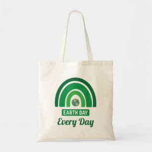 Tote Bag Jour des terres écologique Arc-en-ciel vert tous l