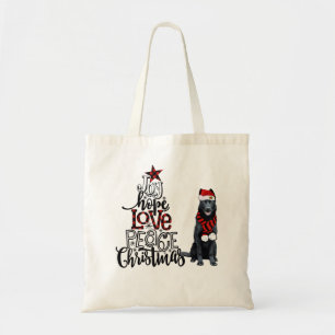 Tote Bag Joy Hope Love Peace Christmas Black German Shepher