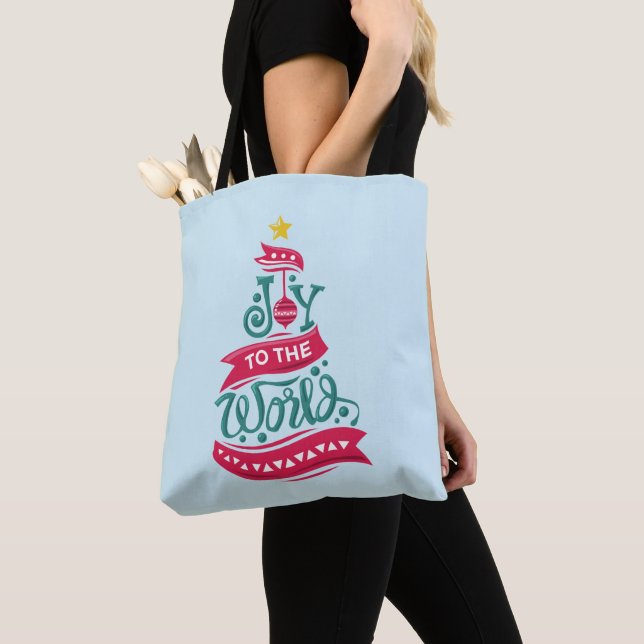 Tote Bag Joy to the World Christmas Citation Typographie (De près)