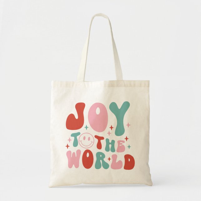 Tote Bag Joy To The World Retro Christmas (Devant)