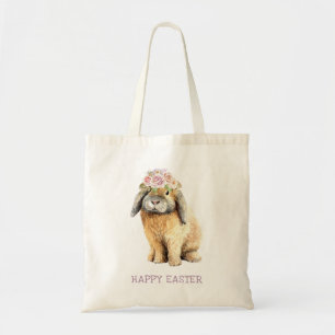 Tote Bag Joyeuse Aquarelle de Pâques Lapin Floral Lapin