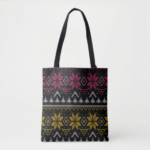 Tote Bag Joyeuse broderie de Noël point de croix de sueur l
