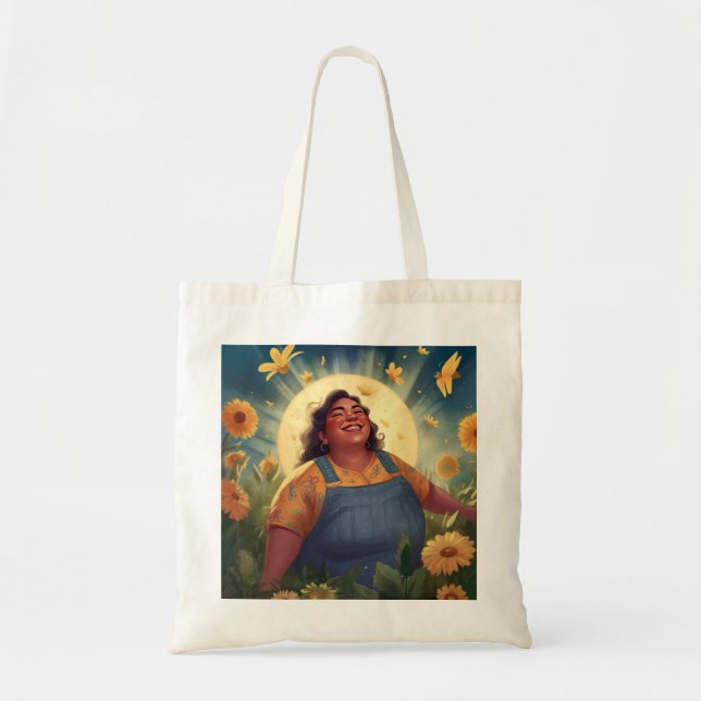 Tote Bag Joyeuse femme se baigner dans la lune de jardin Fo (Devant)