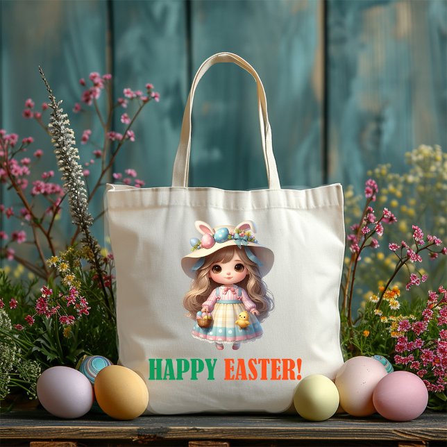 Tote Bag Joyeuse fête de Pâques - Fille (Créateur téléchargé)
