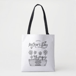 Tote Bag Joyeuse fête des mères Personnaliser les noms Noir