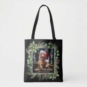 Tote Bag Joyeuses Fêtes Couronne de feuillage pour photo de