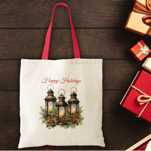 Tote Bag Joyeuses fêtes Lanternes d'hiver