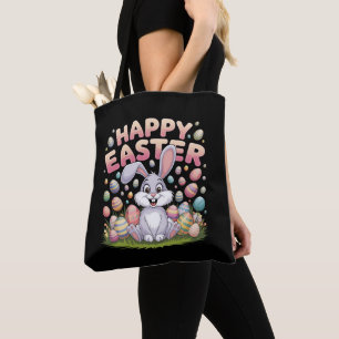 Tote Bag Joyeuses Pâques 2025  Œufs Lapin Mignon