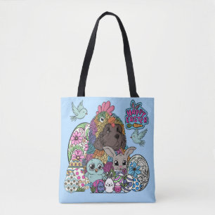 Tote Bag Joyeuses Pâques amis flous et à plumes