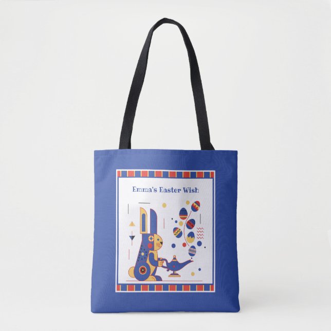 Tote Bag Joyeuses Pâques Mignon Personnalisé ajoutez votre  (Devant)