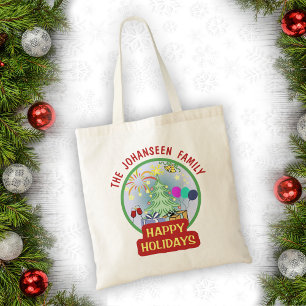 Tote Bag Joyeuses vacances amusantes Festive de Noël coloré