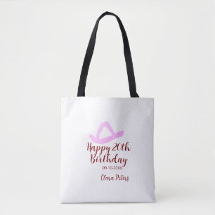 Tote Bag Joyeux 20e anniversaire fille cowboy rose nom date