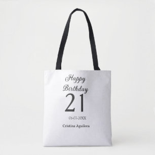 Tote Bag Joyeux 21e anniversaire lettre gras nom simple min