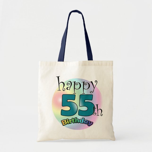 Tote Bag Joyeux 55e anniversaire (blauw) (Devant)