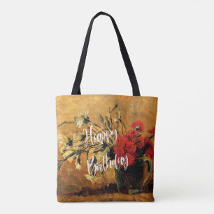 Tote Bag Joyeux anniversaire, Jug aux oeillets rouges et bl
