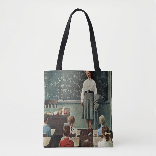 Tote Bag Joyeux anniversaire, Miss Jones par Norman Rockwel (Devant)