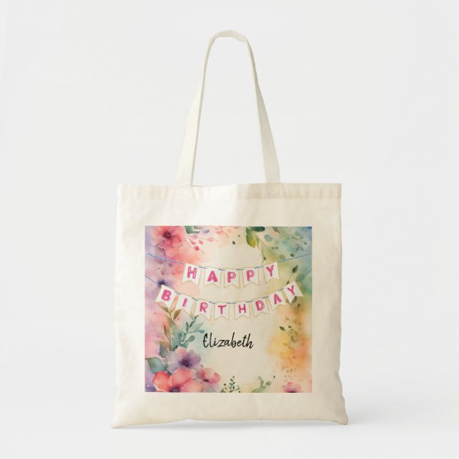 Tote Bag Joyeux anniversaire personnalisable (Devant)