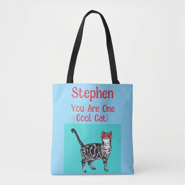 Tote Bag Joyeux anniversaire Vous Cool Tabby Chat Mens Mari (Devant)