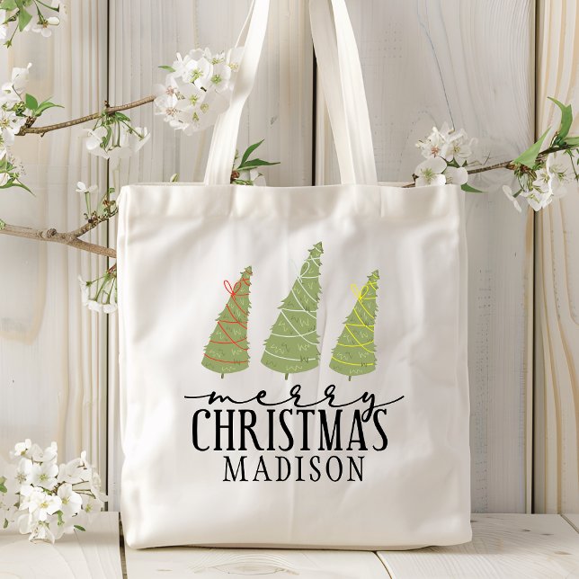 Tote Bag Joyeux arbres de Noël Joyeux Jardins Jours fériés (Créateur téléchargé)