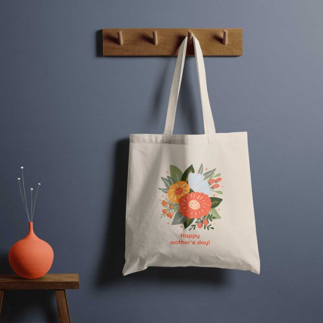 Tote Bag Joyeux bouquet fleuri de la journée de la mère (Créateur téléchargé)