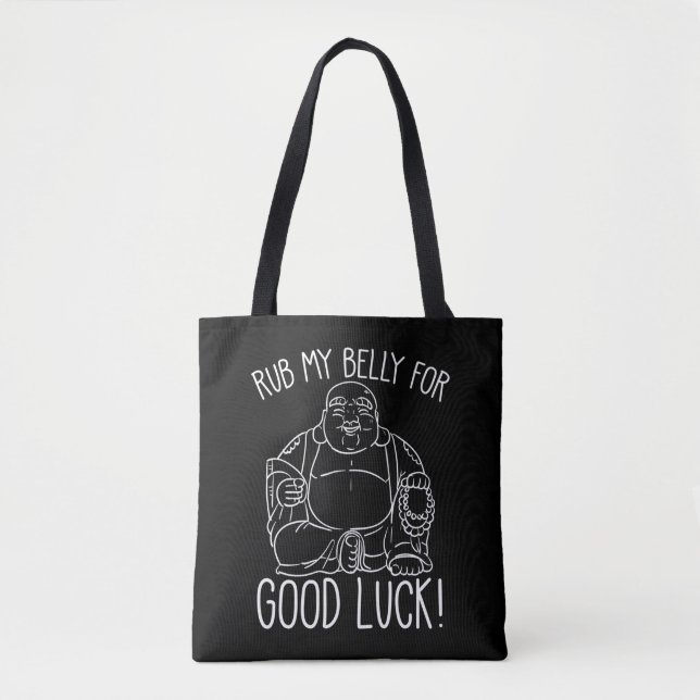 Tote Bag Joyeux Buddha Rub my Belly pour bonne chance Boudd (Devant)