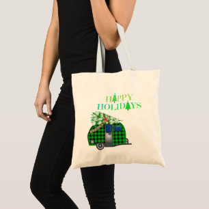 Tote Bag Joyeux Camping de Noël et Arbre de Noël