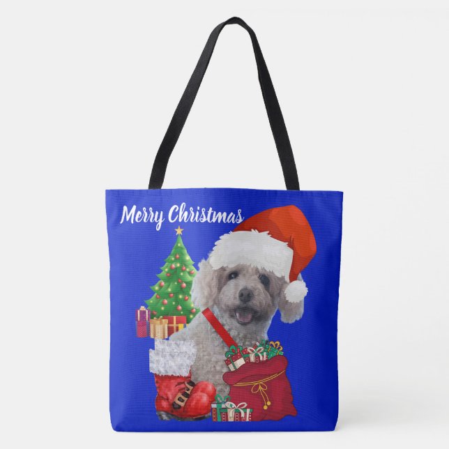 Tote Bag Joyeux canicule de Noël Bleu Dames Épaule (Devant)