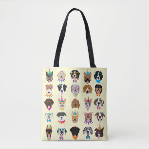 Tote Bag Joyeux Chien d'Anniversaire Face À Des Animaux Vai