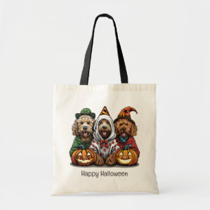 Tote Bag Joyeux chien d'Halloween Goldendoodle