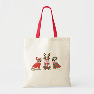 Tote Bag Joyeux Chiens taureaux de marque de Noël
