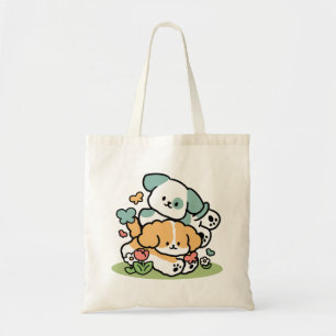 Tote Bag Joyeux Chiots Arrivés En Mai - Kawaii Dog Art