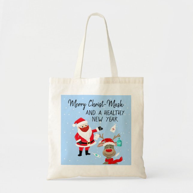 Tote Bag joyeux Christ-masque et une carte postale saine po (Devant)